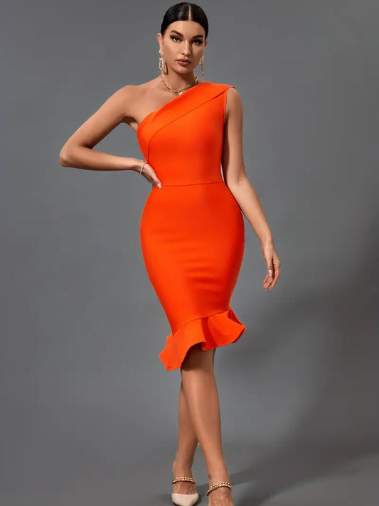 Shaira - Elegante bodycon cocktailjurk met één schouder