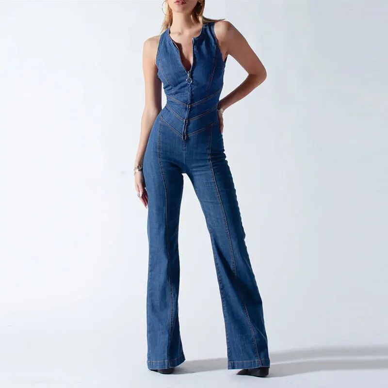 Frida - Retro Denim Jumpsuit