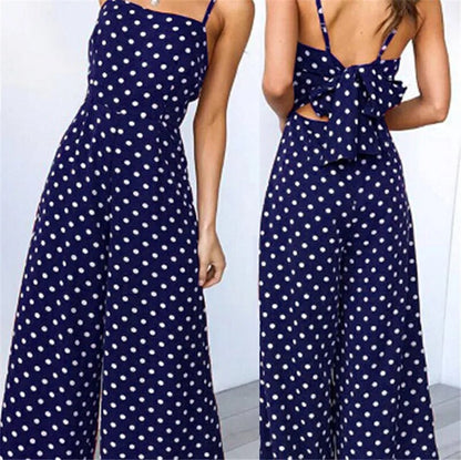 Corette - Mouwloze Stippen Jumpsuit