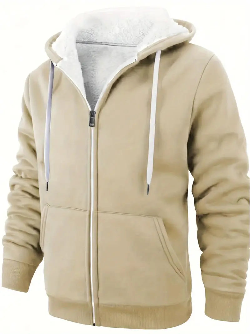 Declan - Casual hoodie vest met rits en wol van binnen heren