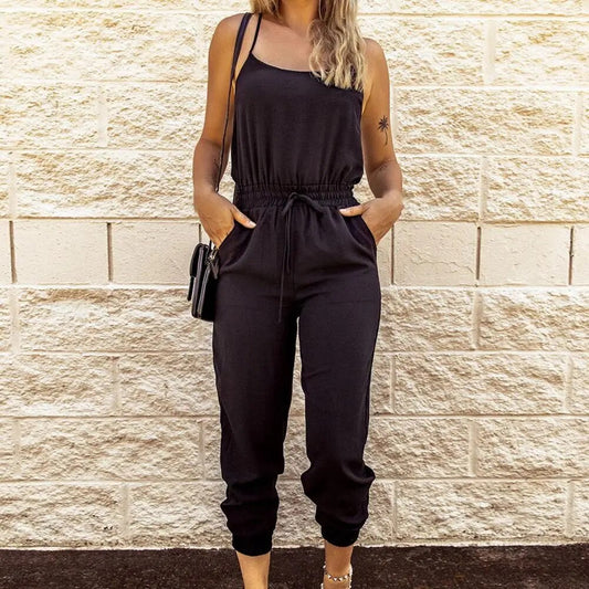 Janla - Dames Spaghetti Band Koker Broek Jumpsuit