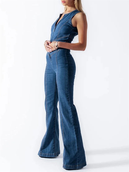 Frida - Retro Denim Jumpsuit