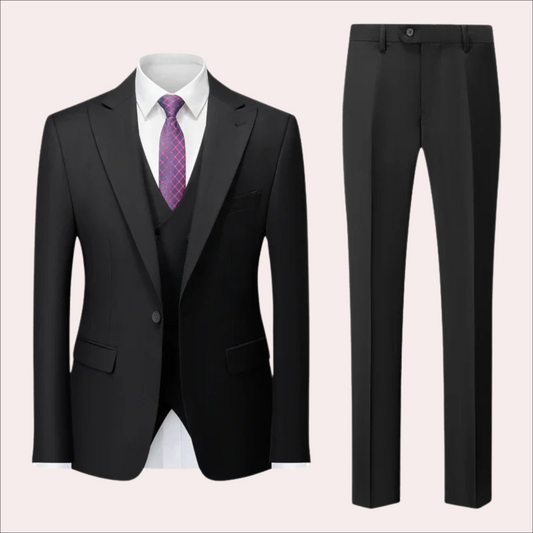 Josef - 3-delig set voor heren bestaande uit een eenvoudige zakelijke blazer, vest en broek.