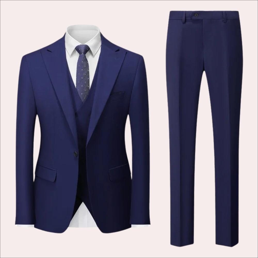 Josef - 3-delig set voor heren bestaande uit een eenvoudige zakelijke blazer, vest en broek.