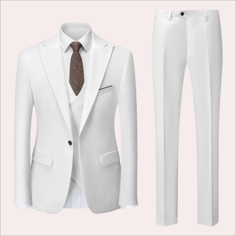 Josef - 3-delig set voor heren bestaande uit een eenvoudige zakelijke blazer, vest en broek.