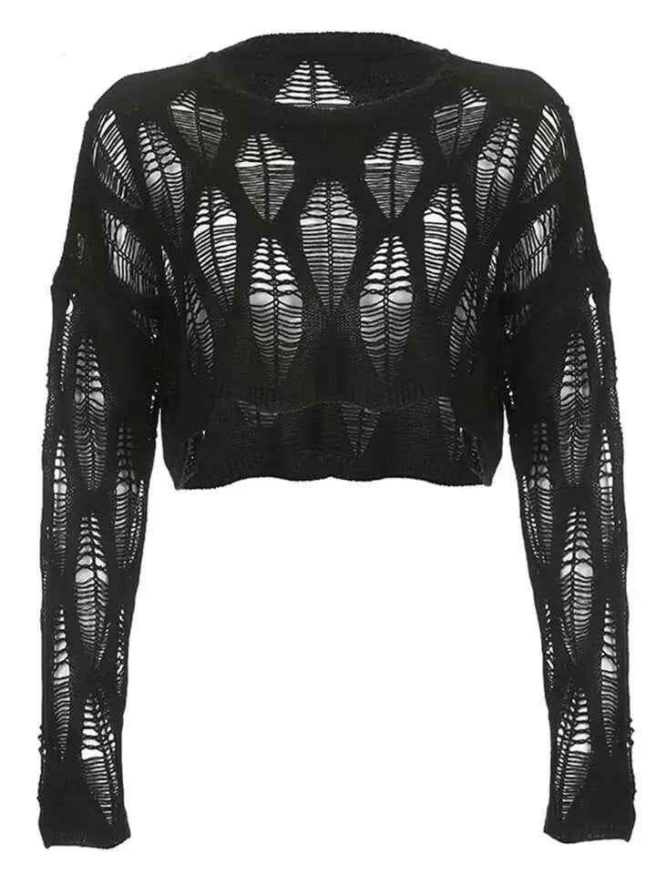 Anuska - Gothic Crop Top met Lange Mouwen