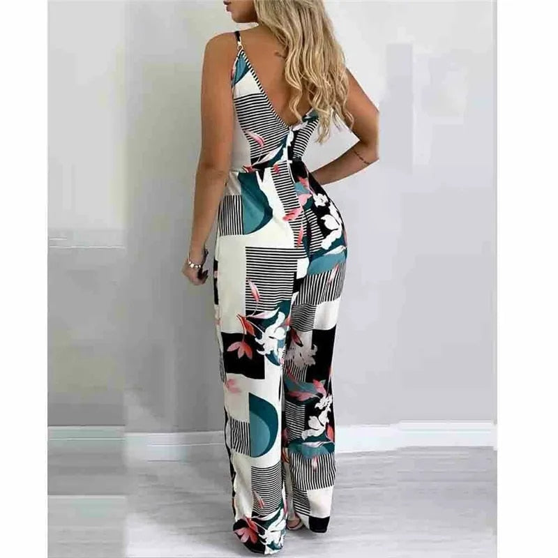 Karina - Mode Bloemen Gedrukt Mouwloze Jumpsuit