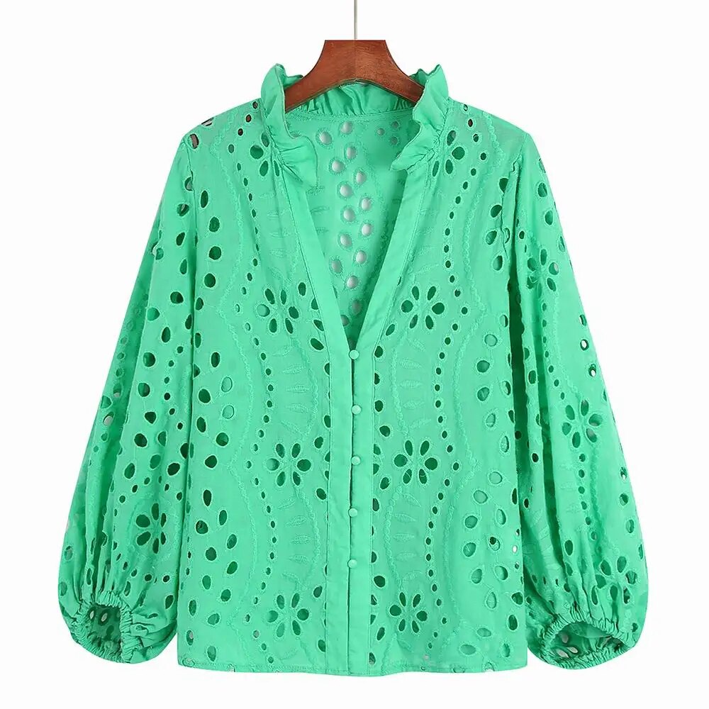 Iden - Zomerse Kanten Blouse met Borduursel