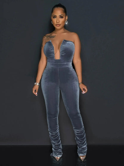 Jane - Fluwelen Strapless Jumpsuit