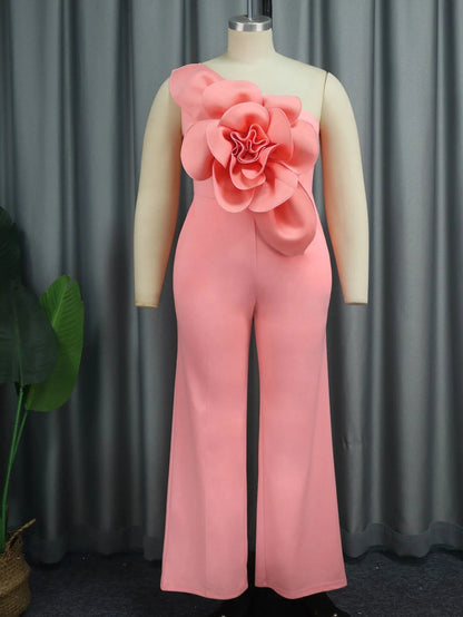 Trine - Roze Jumpsuit met Bloemenapplicatie