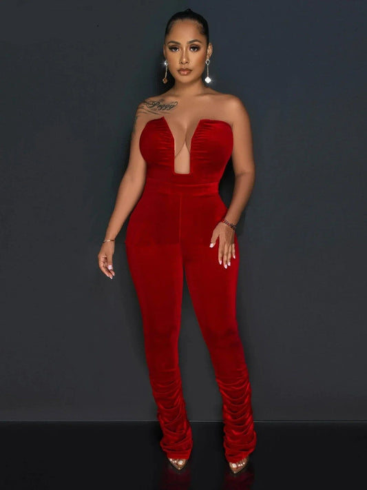 Jane - Fluwelen Strapless Jumpsuit