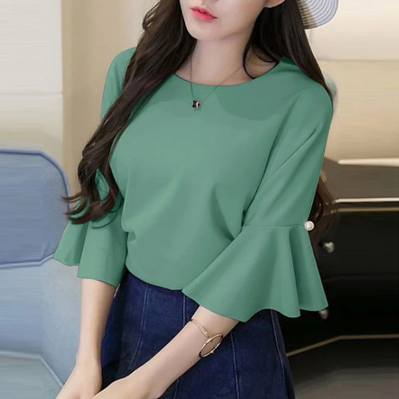 Jeanny - Parel Flare Blouse