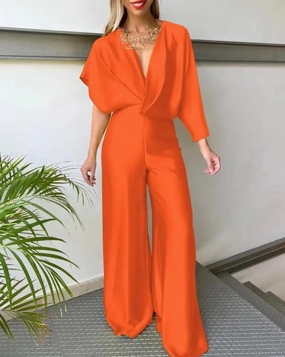 Anse -Vrouwen Hoge taille Batvleugel Mouw Jumpsuit