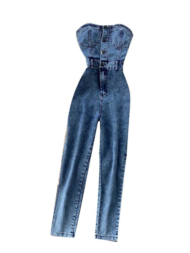 Selma - Strapless Denim Jumpsuit