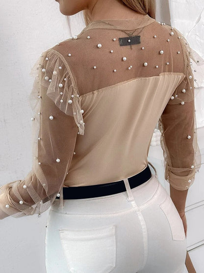 Lotta - Mesh Top met Kralenversiering