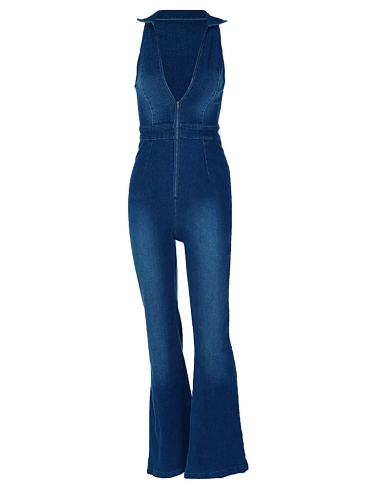 Fenne - V-hals Denim Jumpsuit