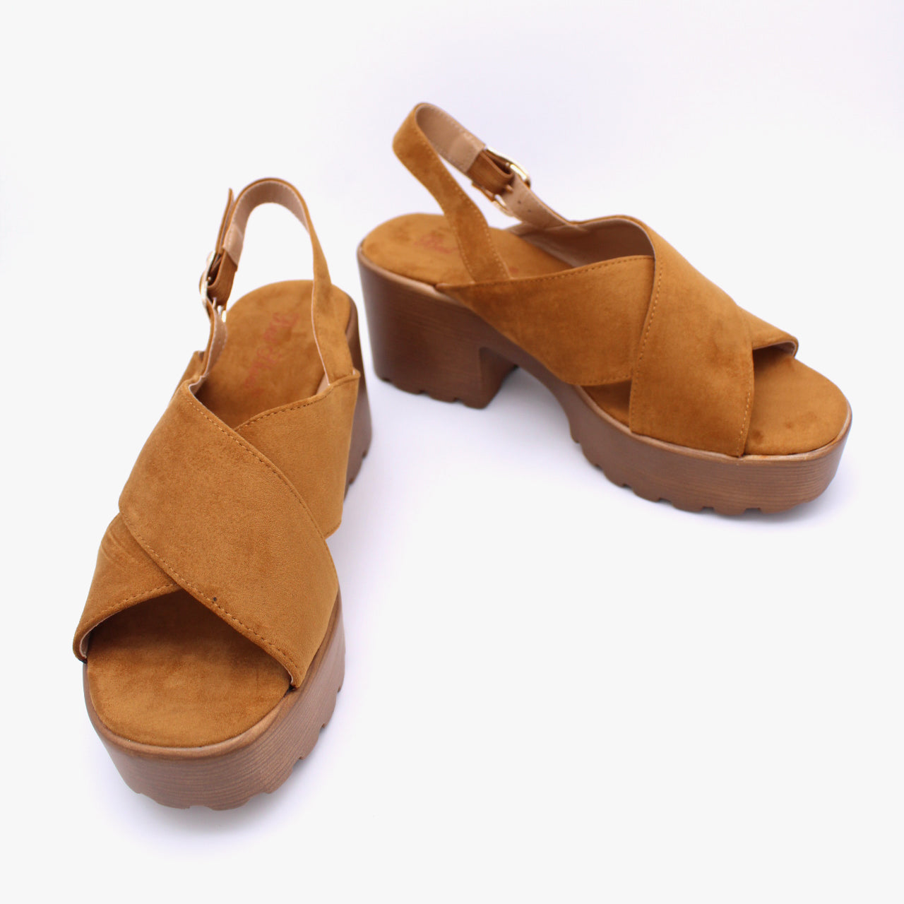 Udele - Vrouwen Criss Kruis Hout Plateau Sandalen