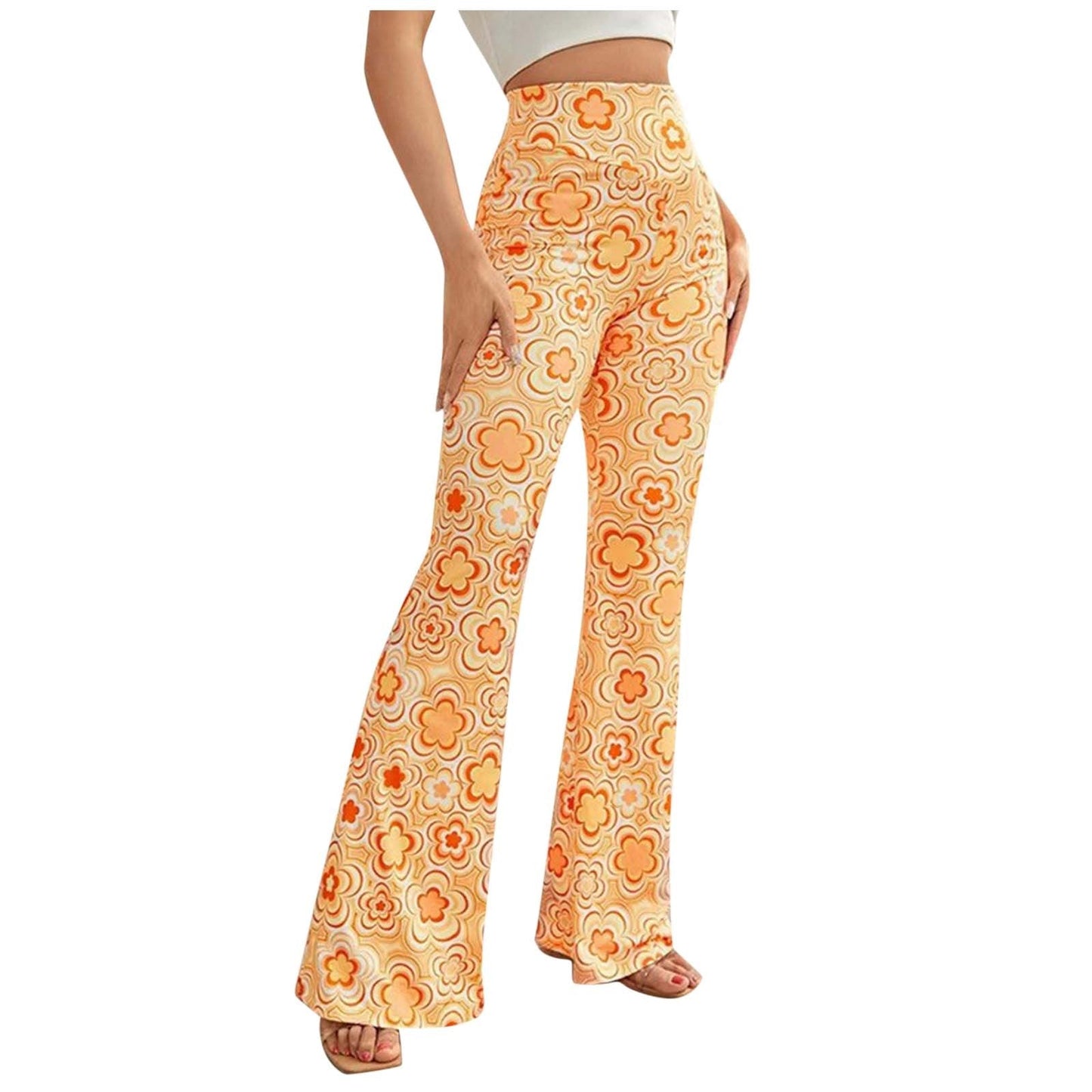 Uliah - Vrouwen Hoog Taille Bloemen Uitlopend Broek