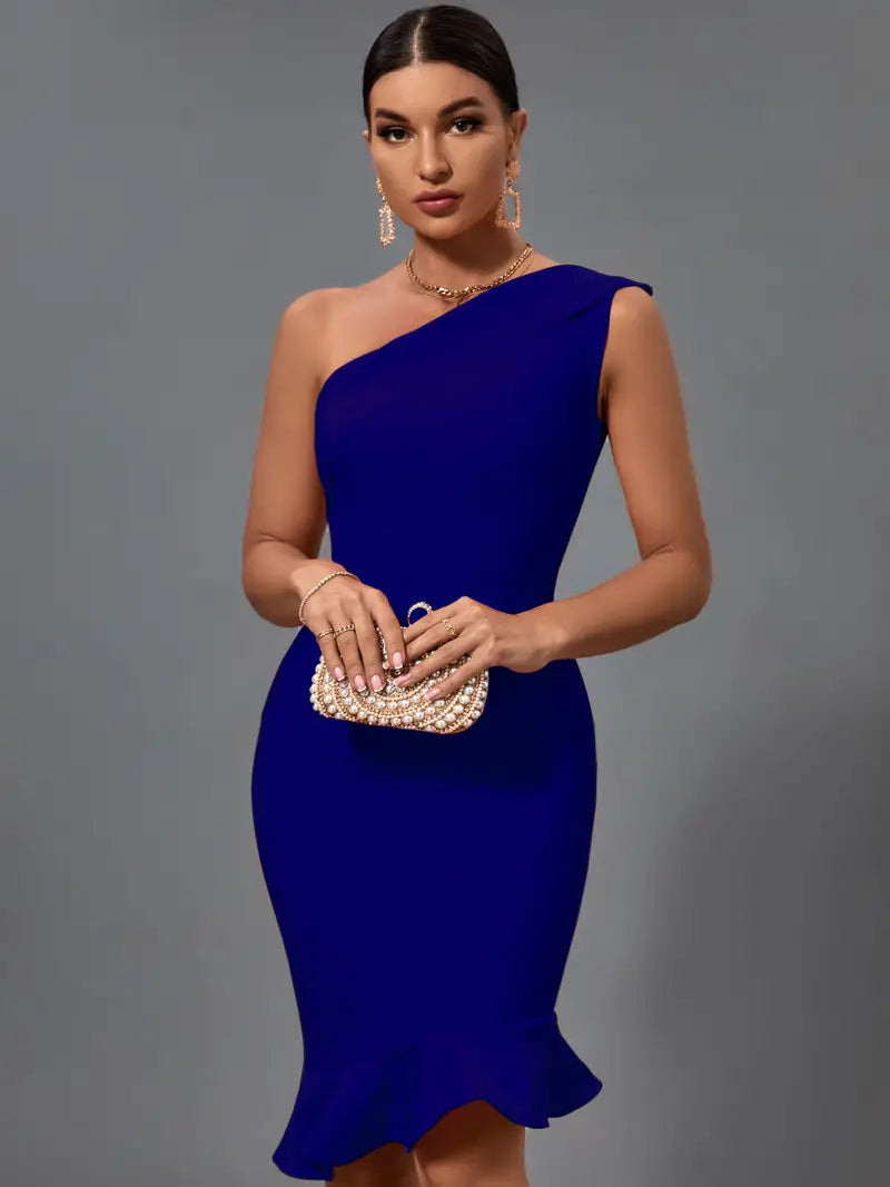 Shaira - Elegante bodycon cocktailjurk met één schouder