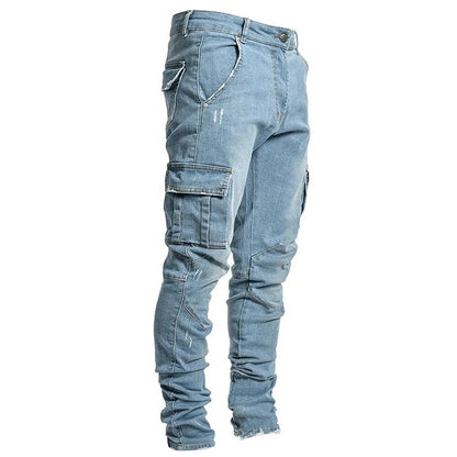 Maximo - Multi-Pocket Denim Cargo Broek voor Heren