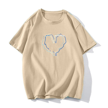 Lisine - Vrouwen Oversized Hart Grafisch T-shirt