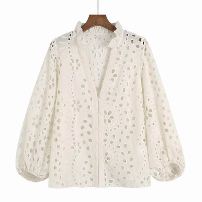 Iden - Zomerse Kanten Blouse met Borduursel