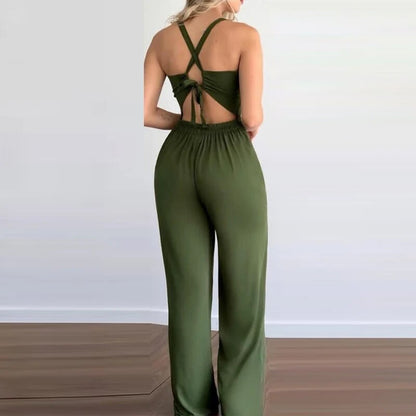 Narani - Vrouwen Elastisch Taille Kriskras Terug Jumpsuit