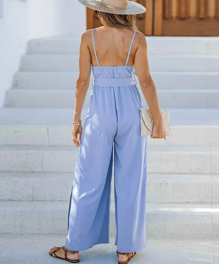 Ruby - Gestrikt Brede Pijp Jumpsuit