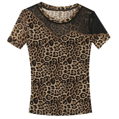 Colette - Vrouwen Luipaard Print Maas Top Kralen Shirt