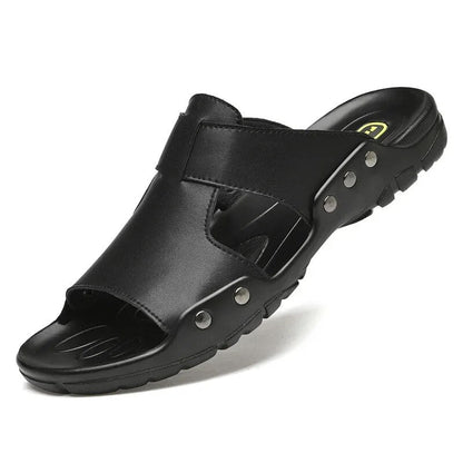 Yannide - Heren Lichtgewicht Koe Leder Plat Strand Sandalen