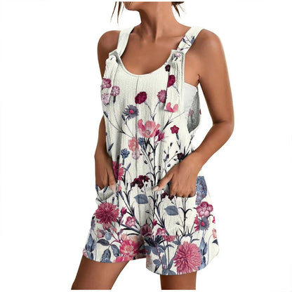 Zelga - Vrouwen Mouwloos Eiland Paradijs Kort Jumpsuit met Zakken