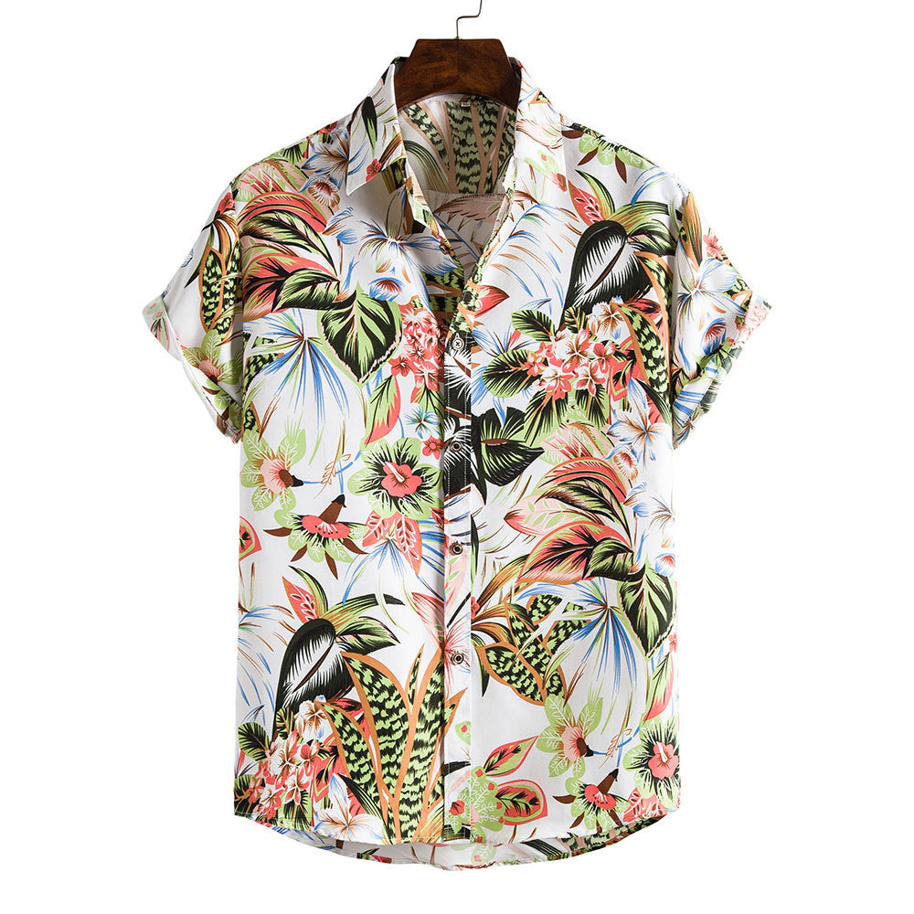 Donovan - Heren Kort Mouw Casual Tropisch Shirt