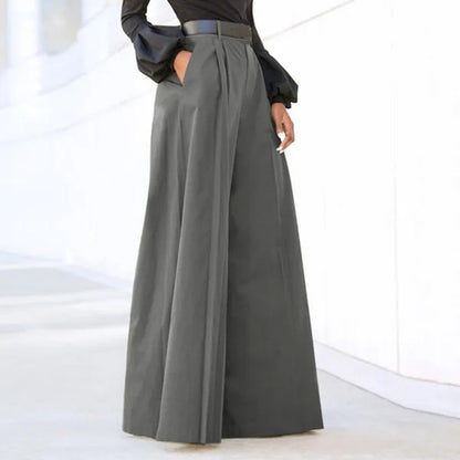 Jantine - Vrouwen Elegant Wijd Been Geplooid Broek