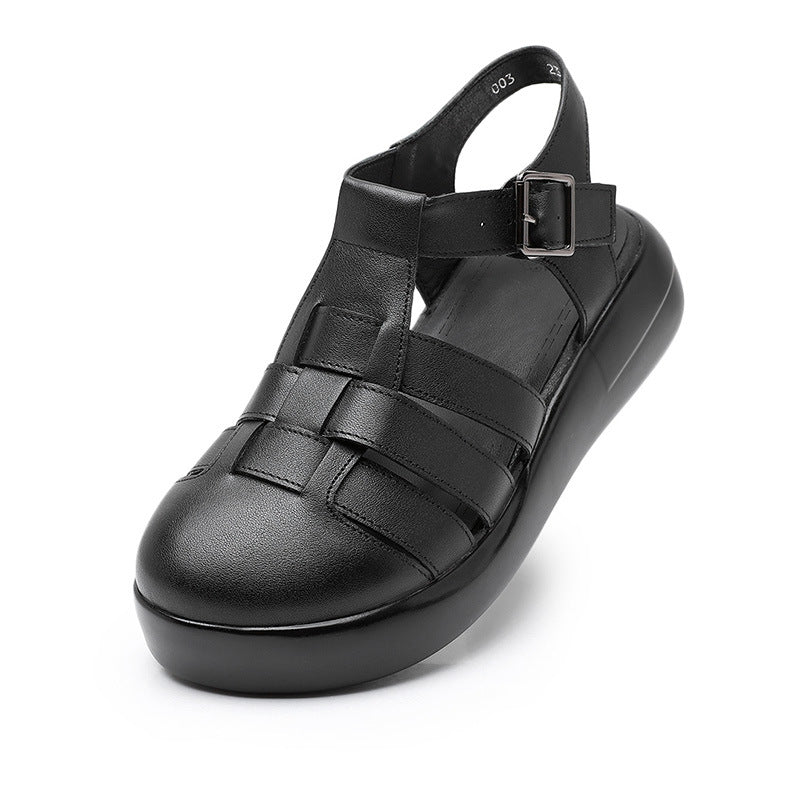 Oliza - Vrouwen Sluit Teen Gladiator Leer Sandalen