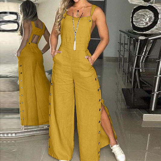 Jeanne - Zonnige Gele Jumpsuit Mouwloos