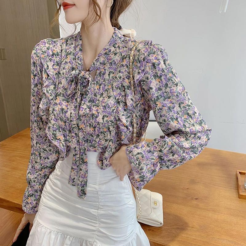 Nausica - Bloemen Charme Lange Mouw Blouses