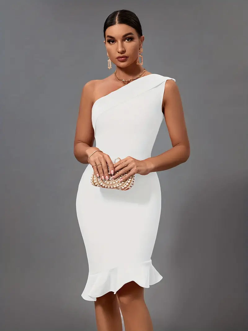 Shaira - Elegante bodycon cocktailjurk met één schouder