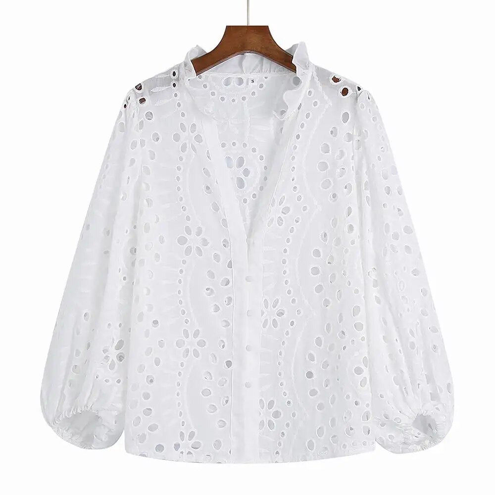 Iden - Zomerse Kanten Blouse met Borduursel