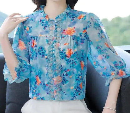 Arendina - Zomerse Blouse met Halve Mouw