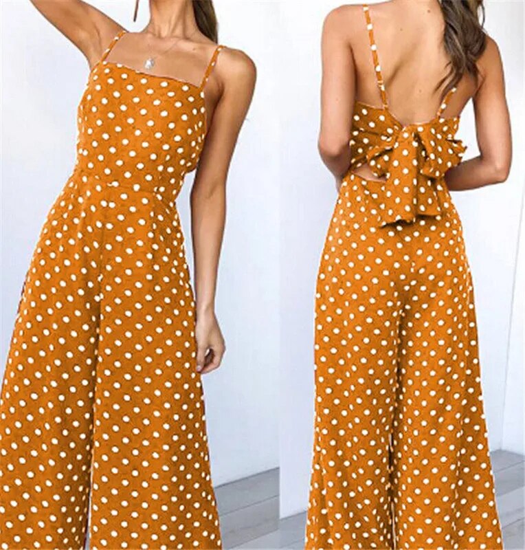 Corette - Mouwloze Stippen Jumpsuit