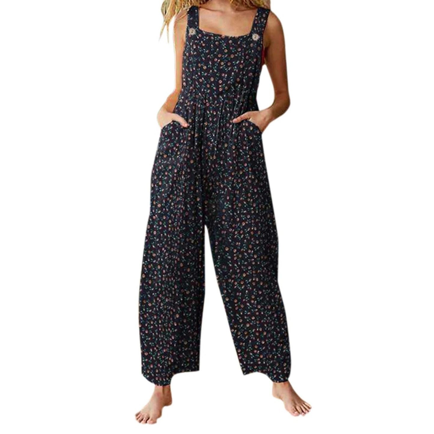 Elisja - Vrouwen Bloemenprint Vierkante kraag Jumpsuit