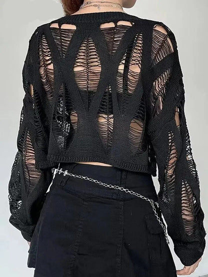 Anuska - Gothic Crop Top met Lange Mouwen