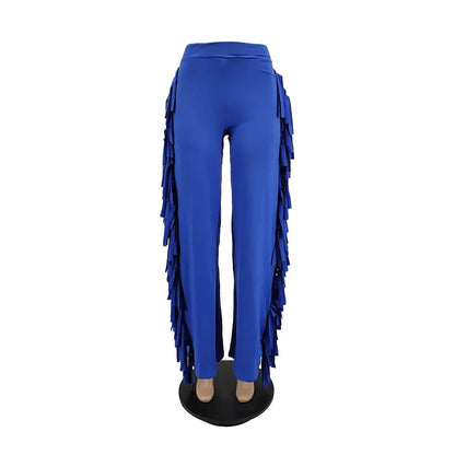 Zakia - Flare Broek met Hoge Taille en Kwastjes