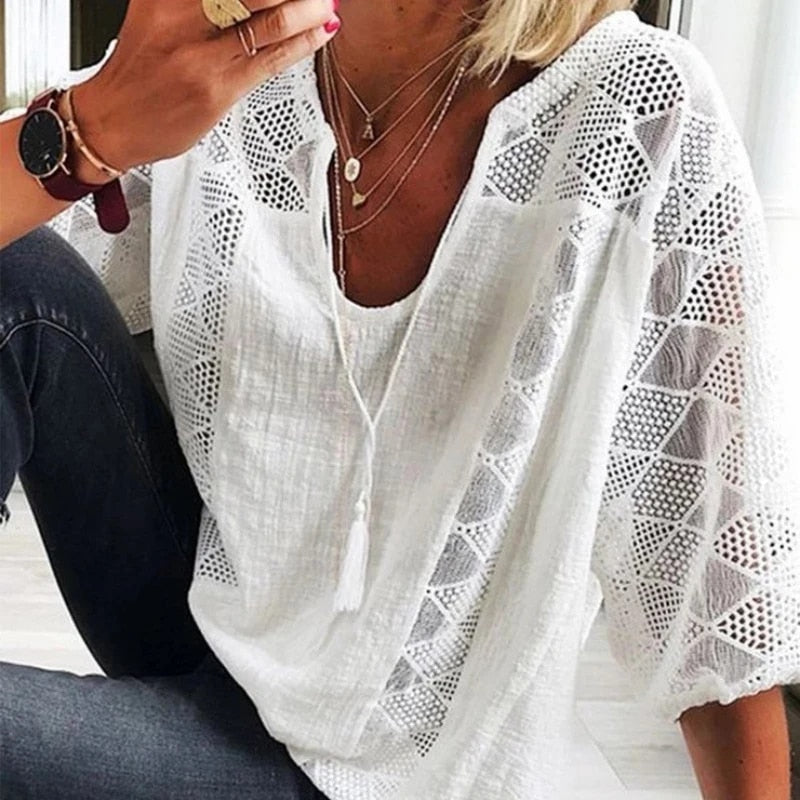 Rochella - Zomerse Kant Stijl Blouse