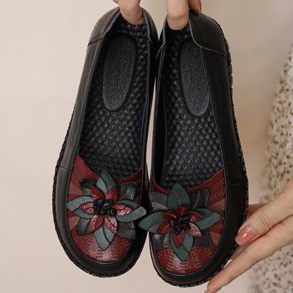 Elissa - Bloemen Lederen Loafers